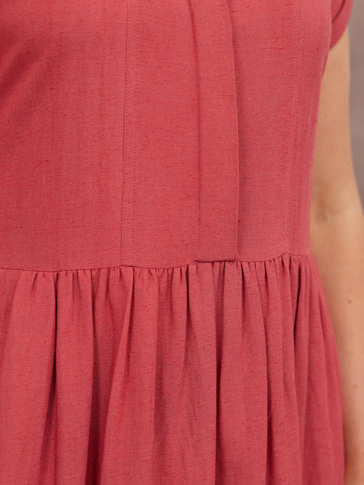Rhiona Linen Shirt Dress - Rose