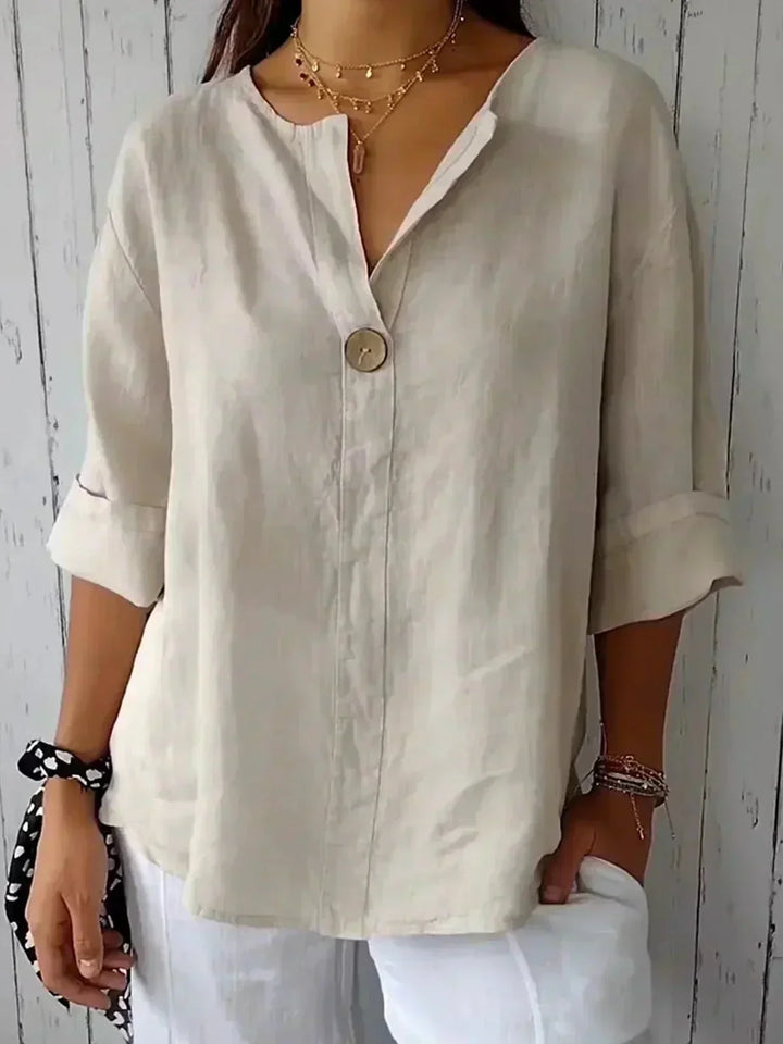 Clara Linen V-Neck Blouse