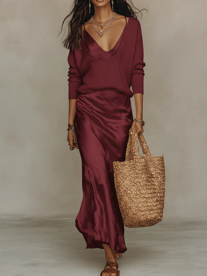 Catherine | Soft Satin Midi Dress