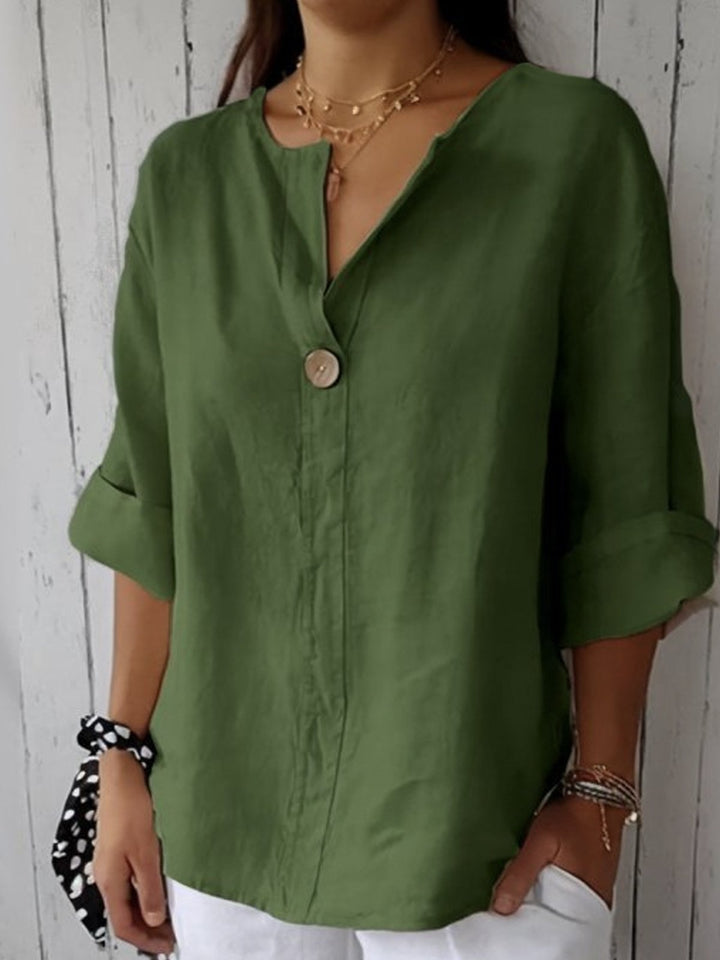 Clara Linen V-Neck Blouse