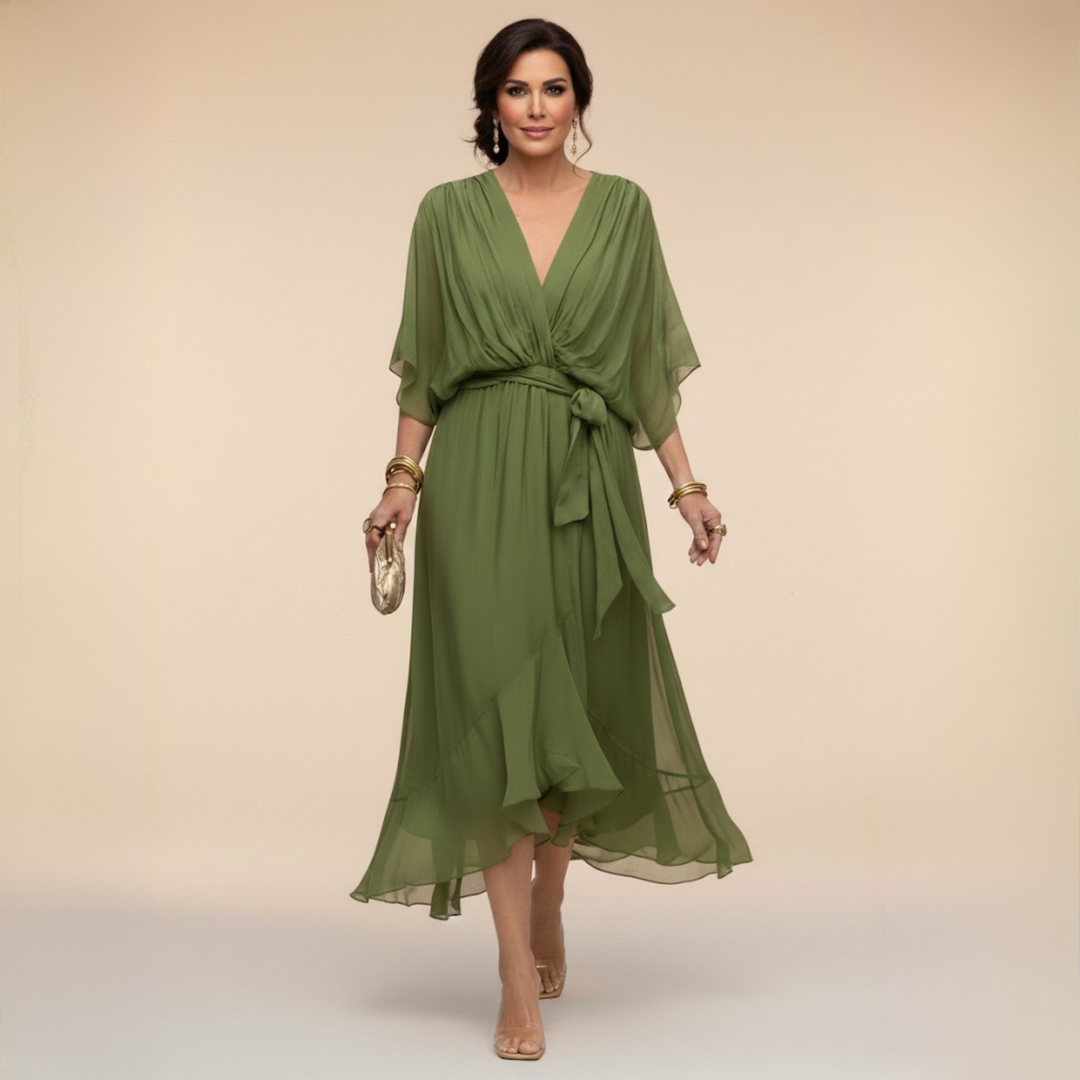 Clara | Flowing V-Neck Midi Dress