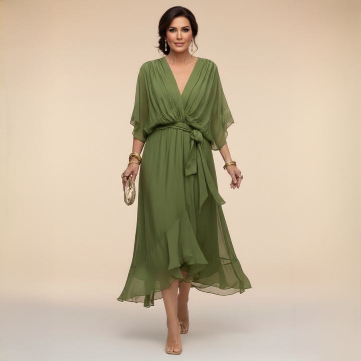 Clara | Flowing V-Neck Midi Dress