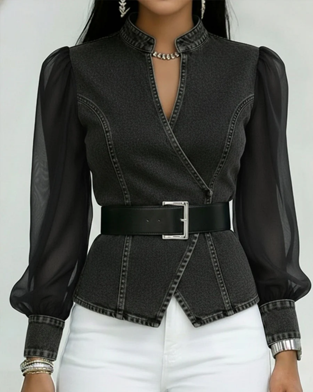 Valencia Sculpt Denim Blouse