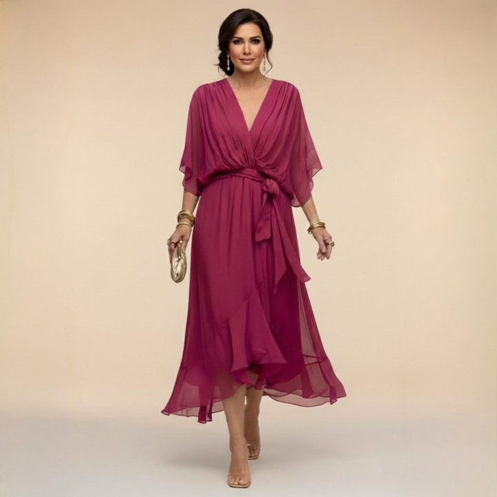Clara | Flowing V-Neck Midi Dress
