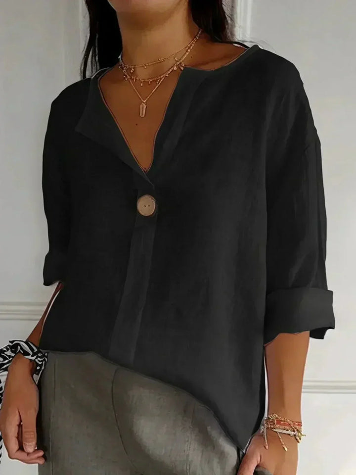Clara Linen V-Neck Blouse