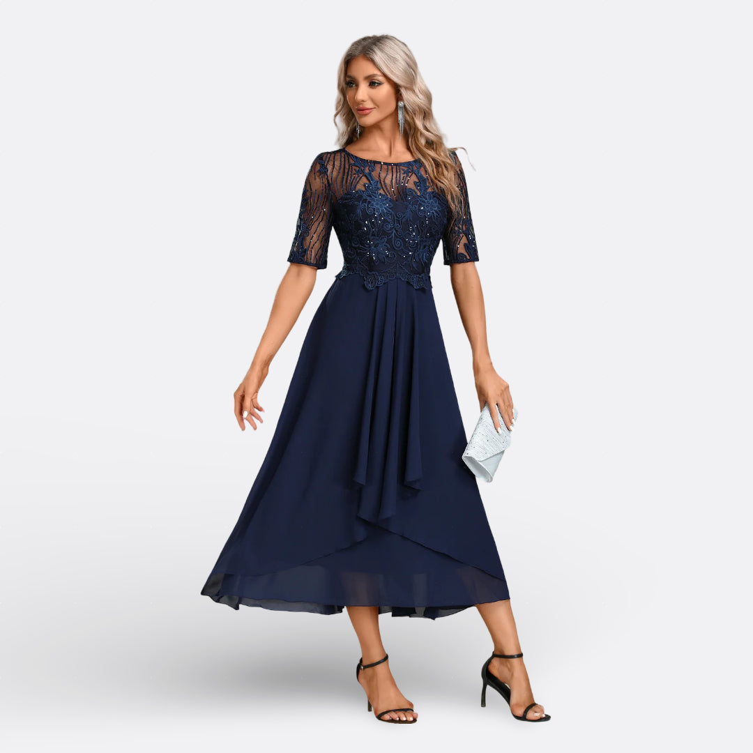 Victoria | Elegant Lace Midi Dress