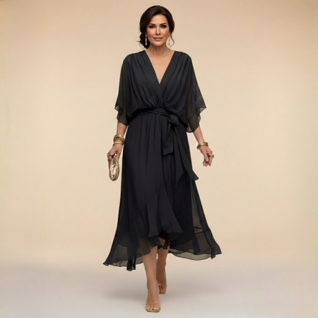 Clara | Flowing V-Neck Midi Dress