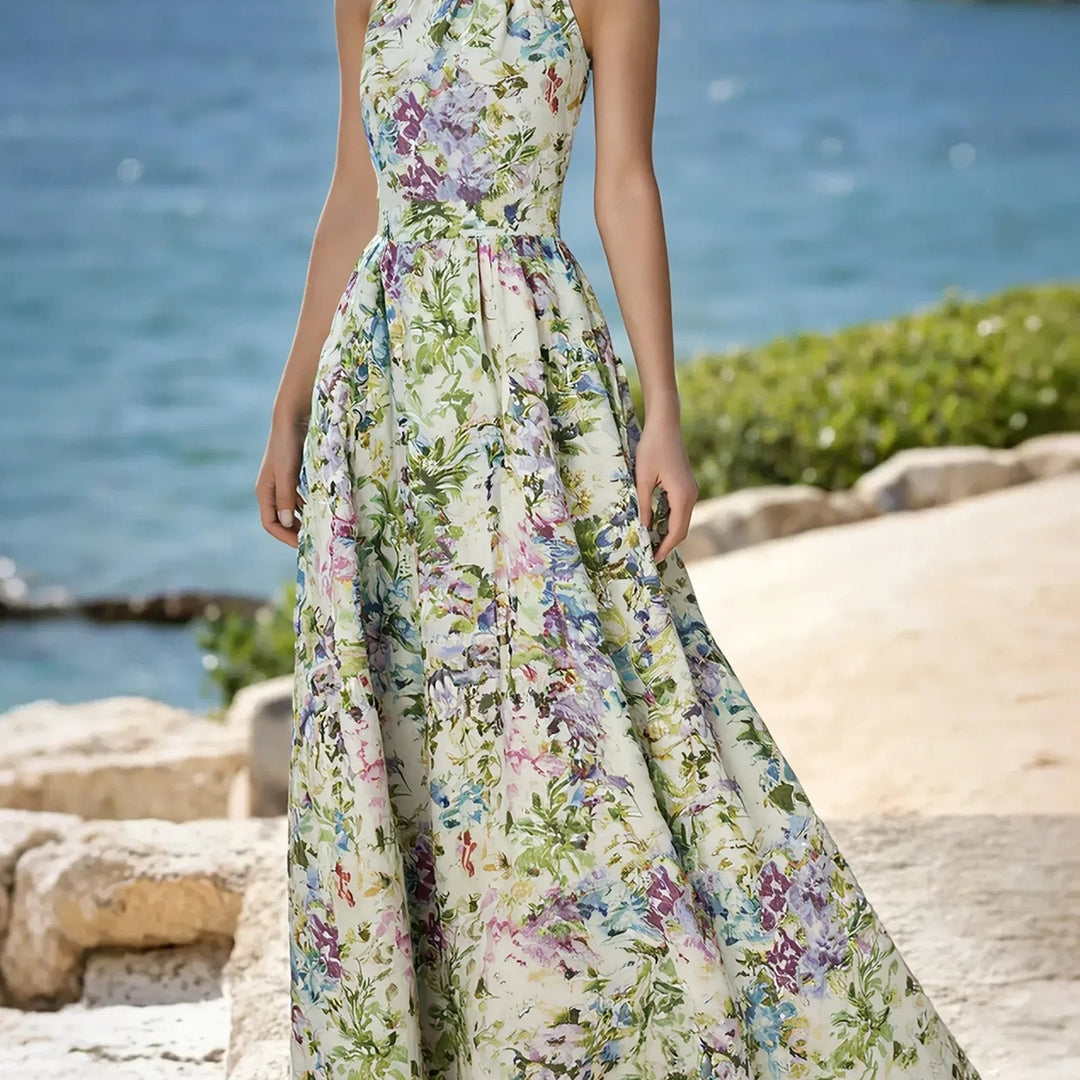 Lina | Floral Halter Maxi Dress