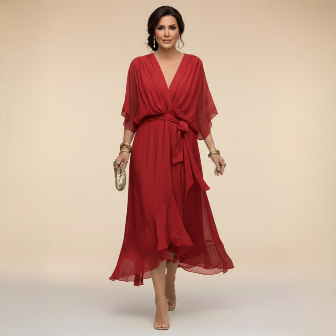 Clara | Flowing V-Neck Midi Dress