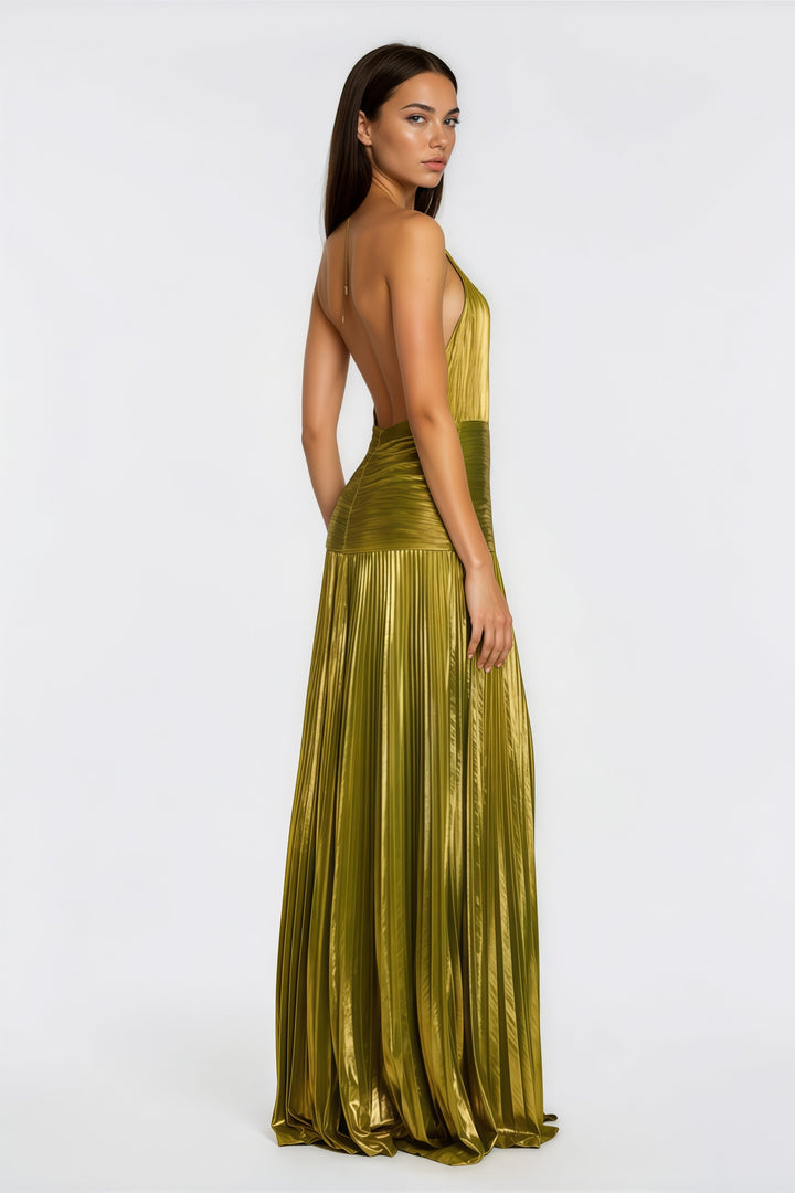 Seraphina | Gloss Pleated Evening Maxi
