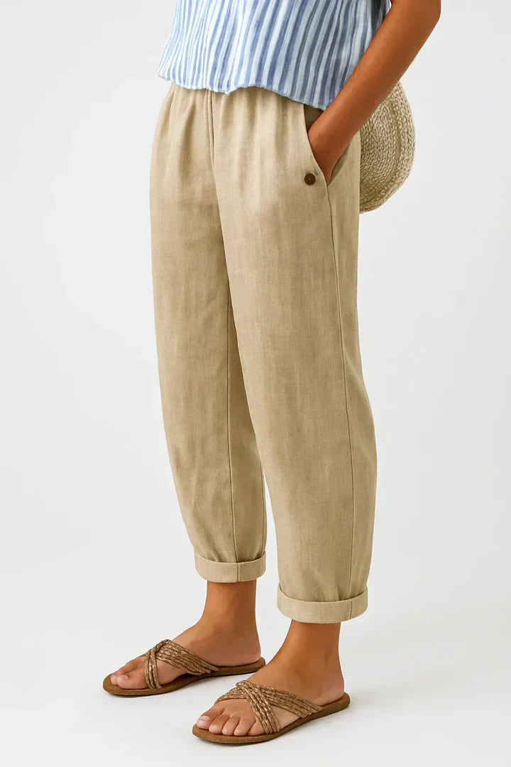 Romina™ Classic Linen-Cotton Trousers