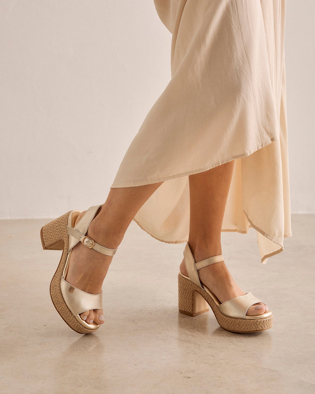 Daira Gold Laminated Sandal