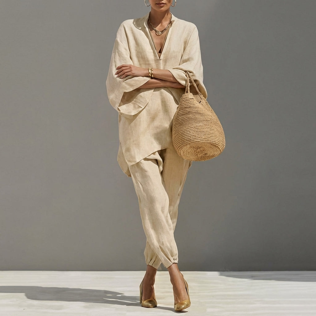 Marina | Women's V-Neck Casual Two-Piece Outfit