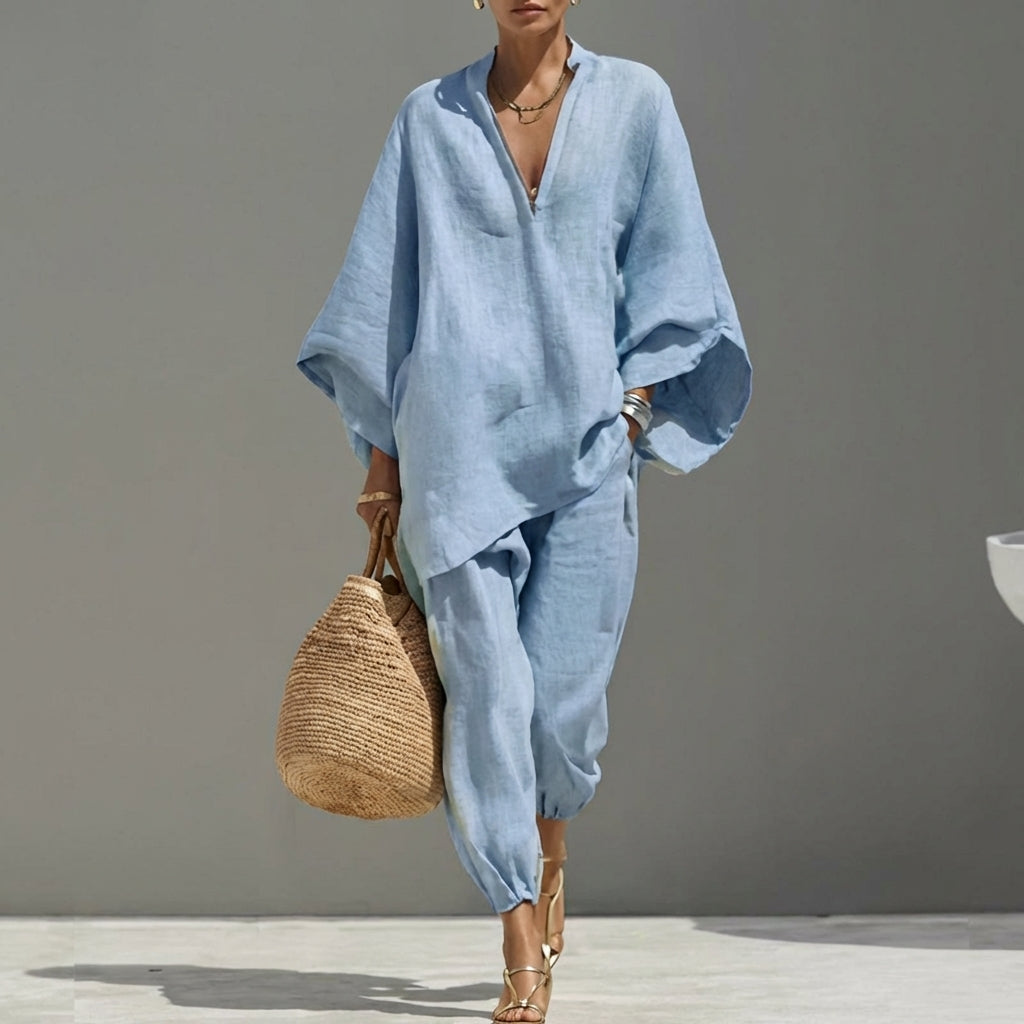 Marina | Women's V-Neck Casual Two-Piece Outfit