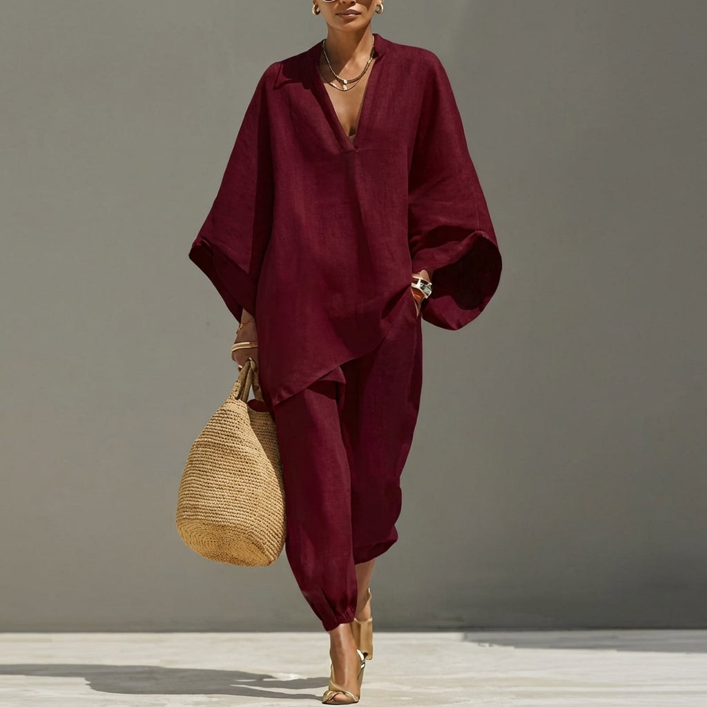 Marina | Women's V-Neck Casual Two-Piece Outfit