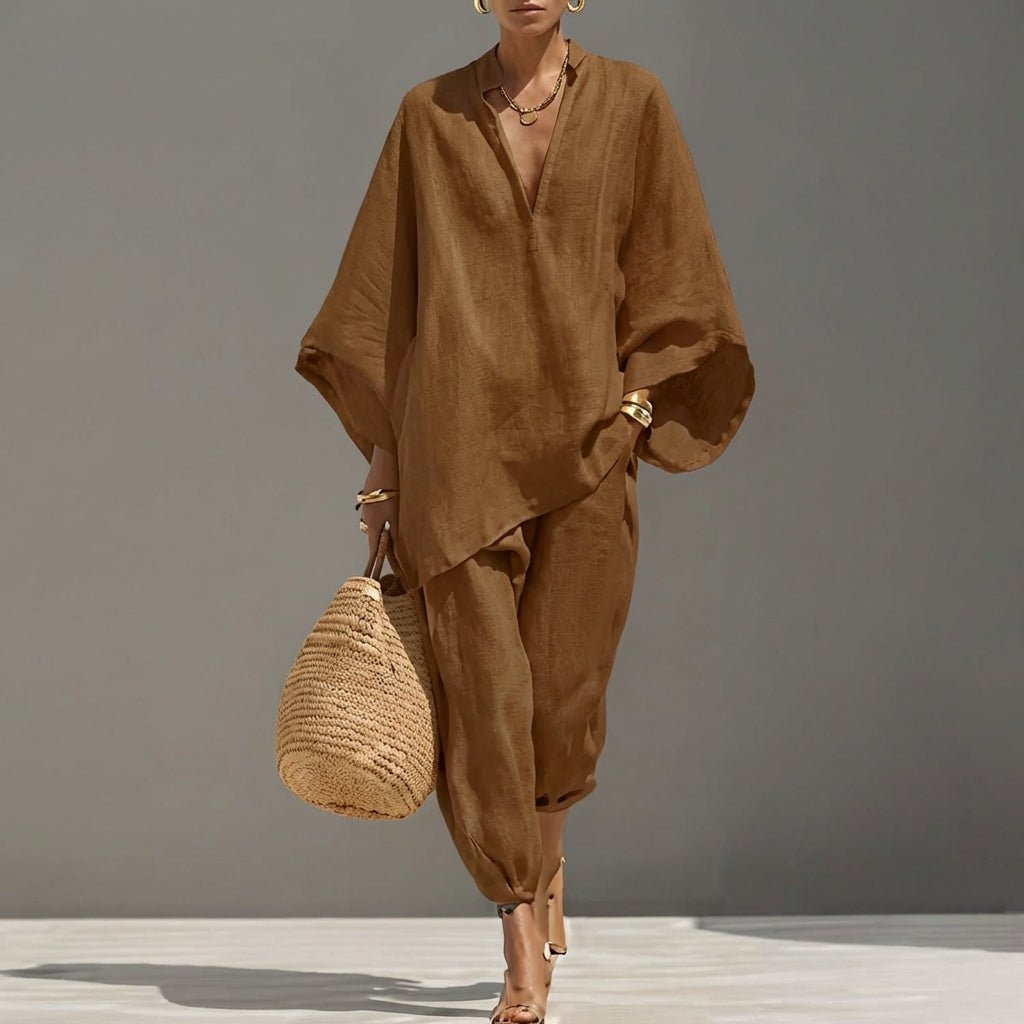 Marina | Women's V-Neck Casual Two-Piece Outfit