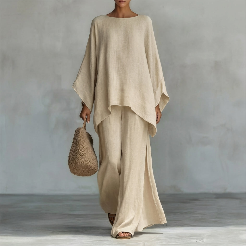 Cristina | Long Sleeve Two-Piece Set with Wide-Leg Trousers