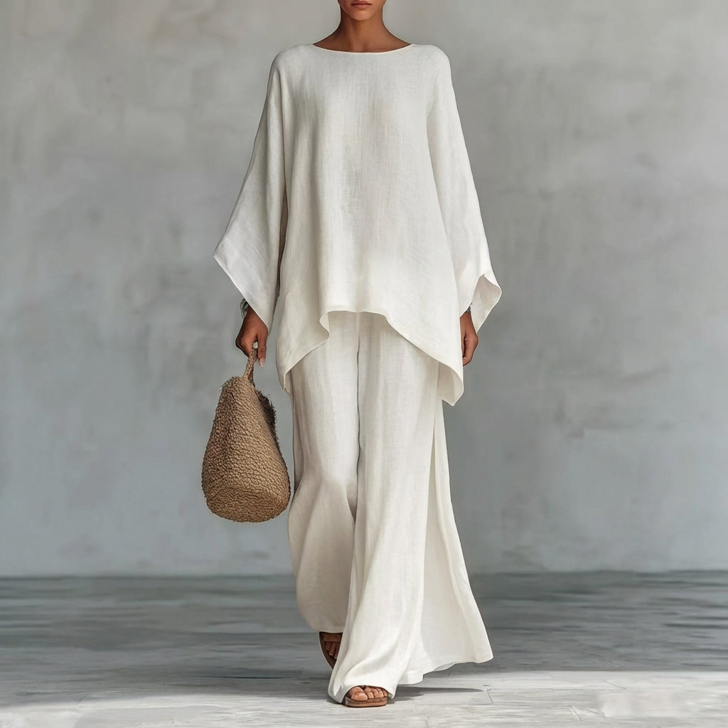 Cristina | Long Sleeve Two-Piece Set with Wide-Leg Trousers
