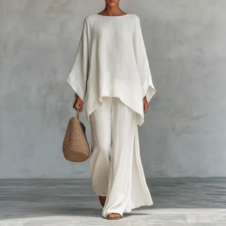 Cristina | Long Sleeve Two-Piece Set with Wide-Leg Trousers