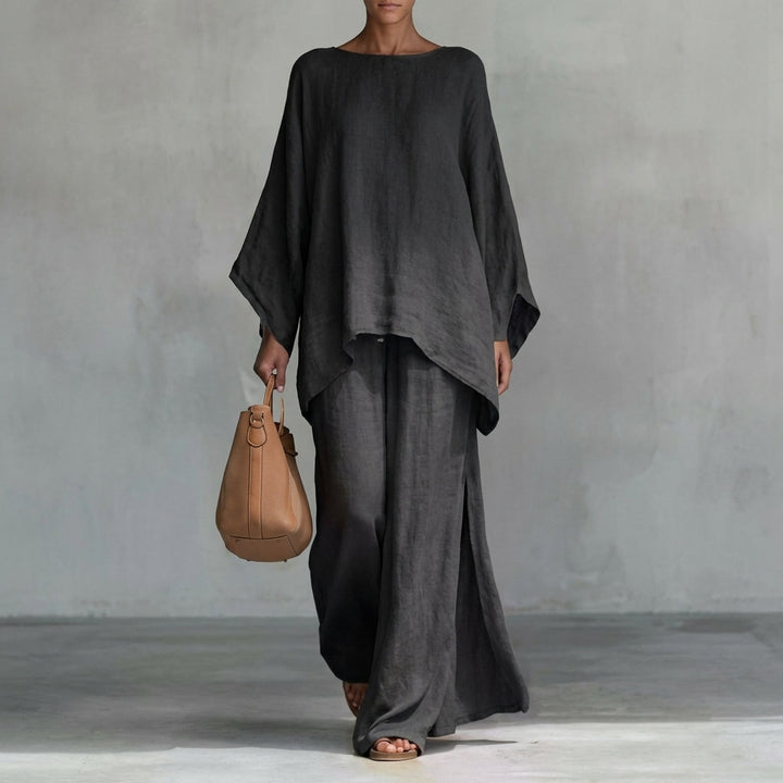 Cristina | Long Sleeve Two-Piece Set with Wide-Leg Trousers