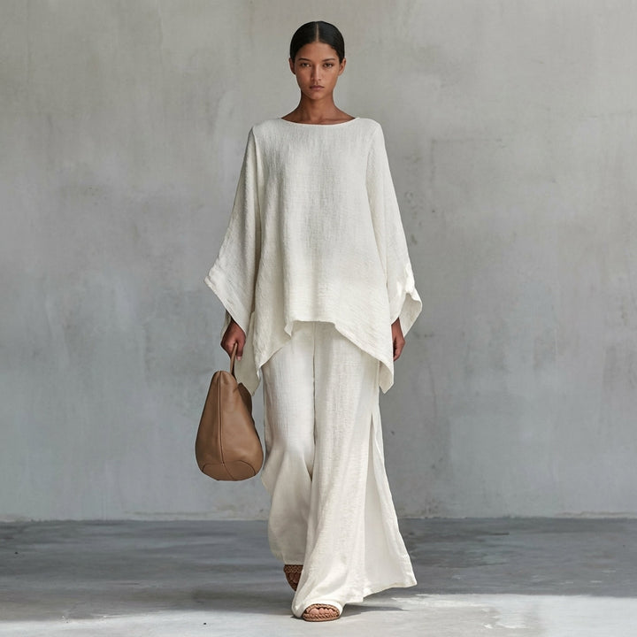 Cristina | Long Sleeve Two-Piece Set with Wide-Leg Trousers
