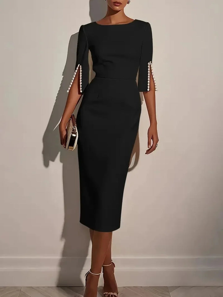 Celestina | Sculpted Pearl Sleeve Midi