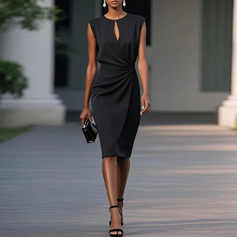 Seraphina | Draped Elegance Midi Dress