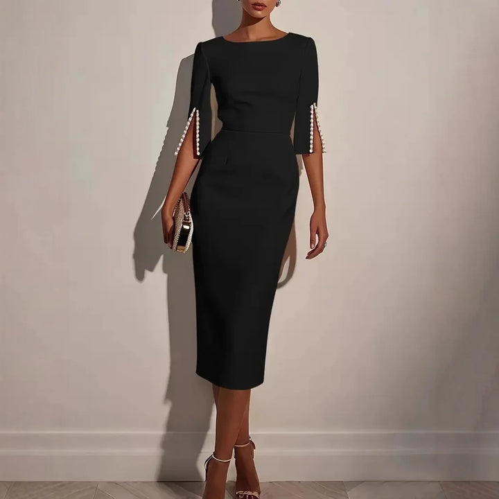 Celestina | Sculpted Pearl Sleeve Midi