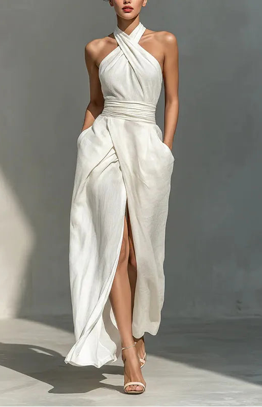 Chloe | Sculpted Halter Maxi