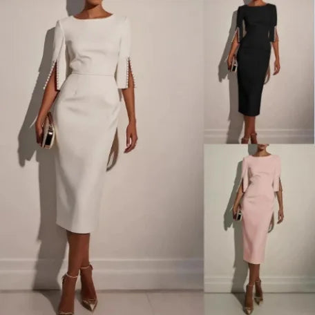 Celestina | Sculpted Pearl Sleeve Midi