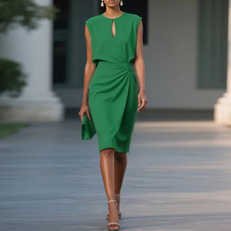 Seraphina | Draped Elegance Midi Dress