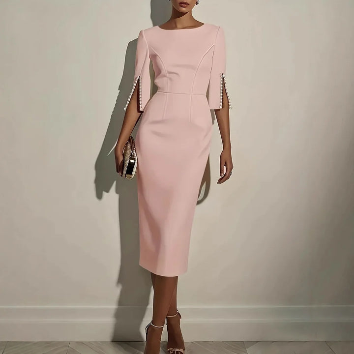 Celestina | Sculpted Pearl Sleeve Midi
