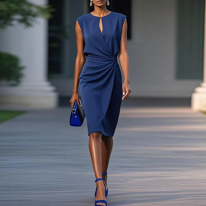 Seraphina | Draped Elegance Midi Dress