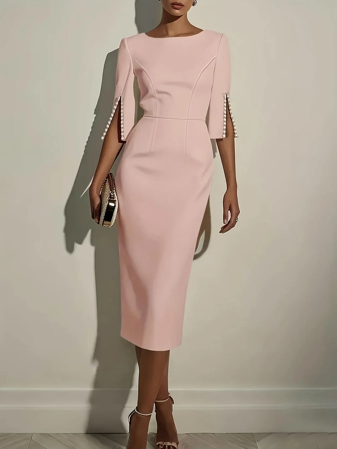 Celestina | Sculpted Pearl Sleeve Midi