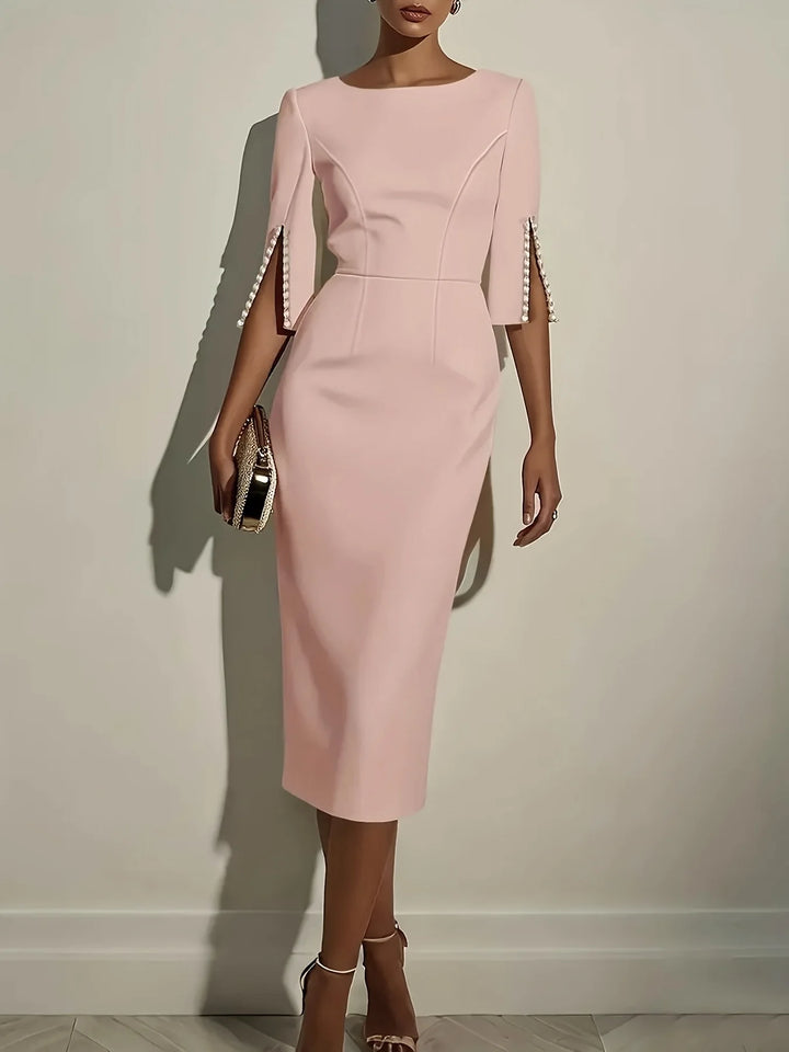 Celestina | Sculpted Pearl Sleeve Midi