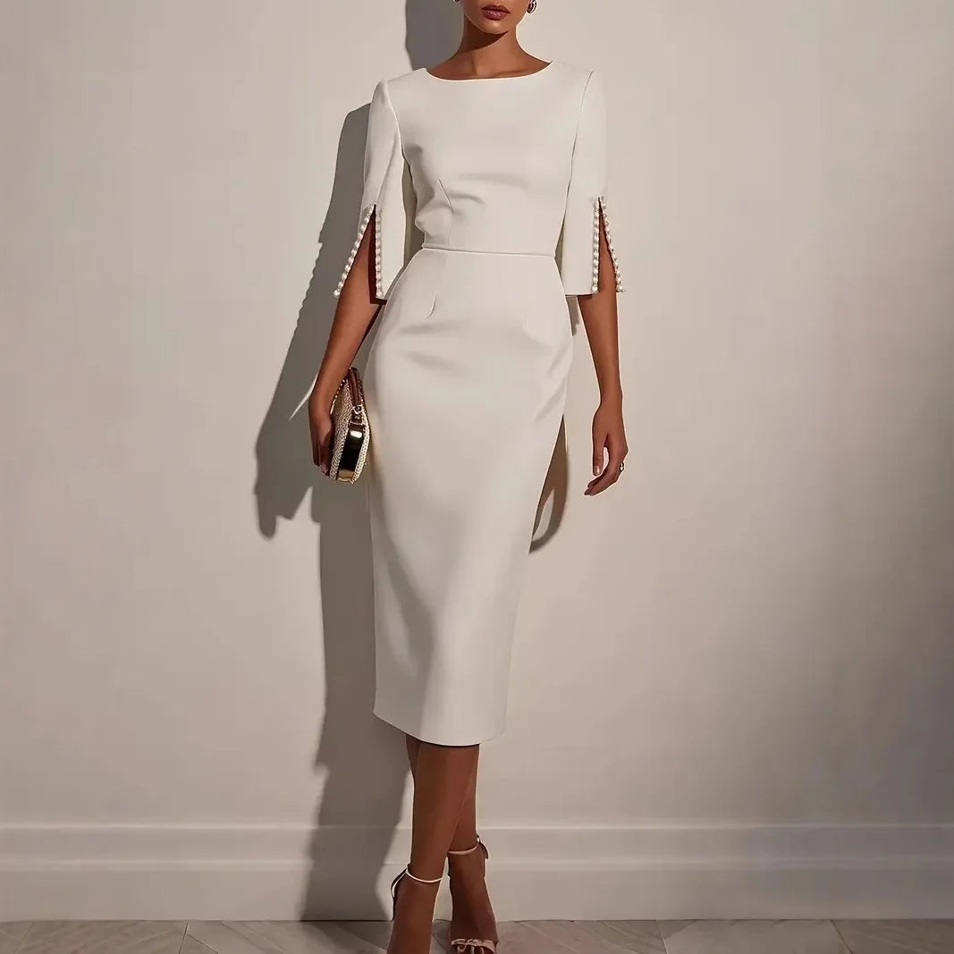 Celestina | Sculpted Pearl Sleeve Midi