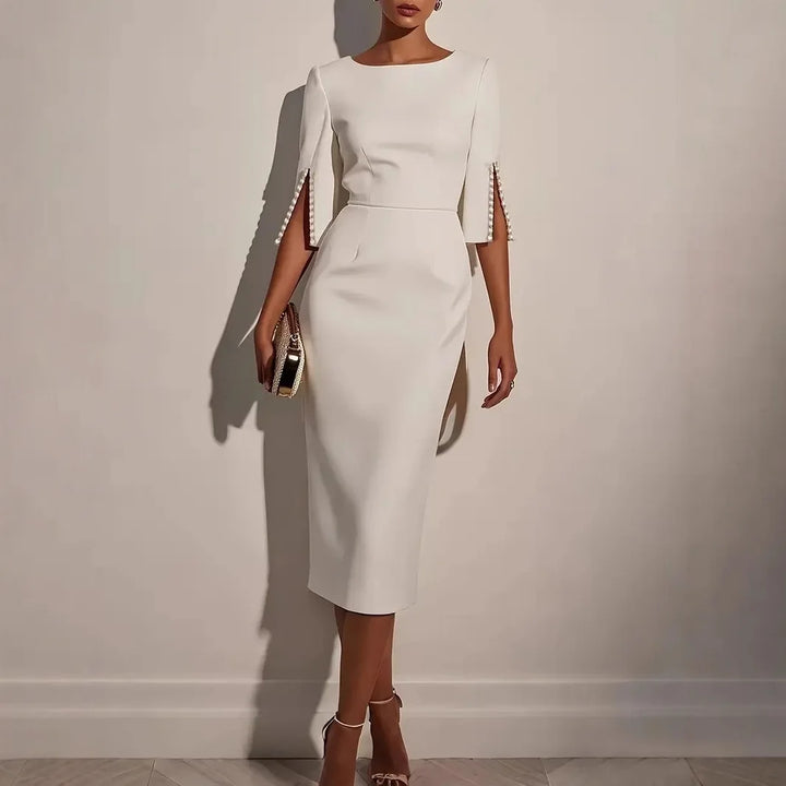 Celestina | Sculpted Pearl Sleeve Midi