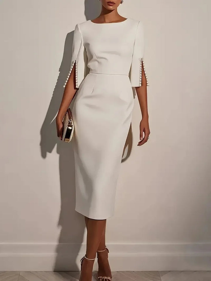 Celestina | Sculpted Pearl Sleeve Midi