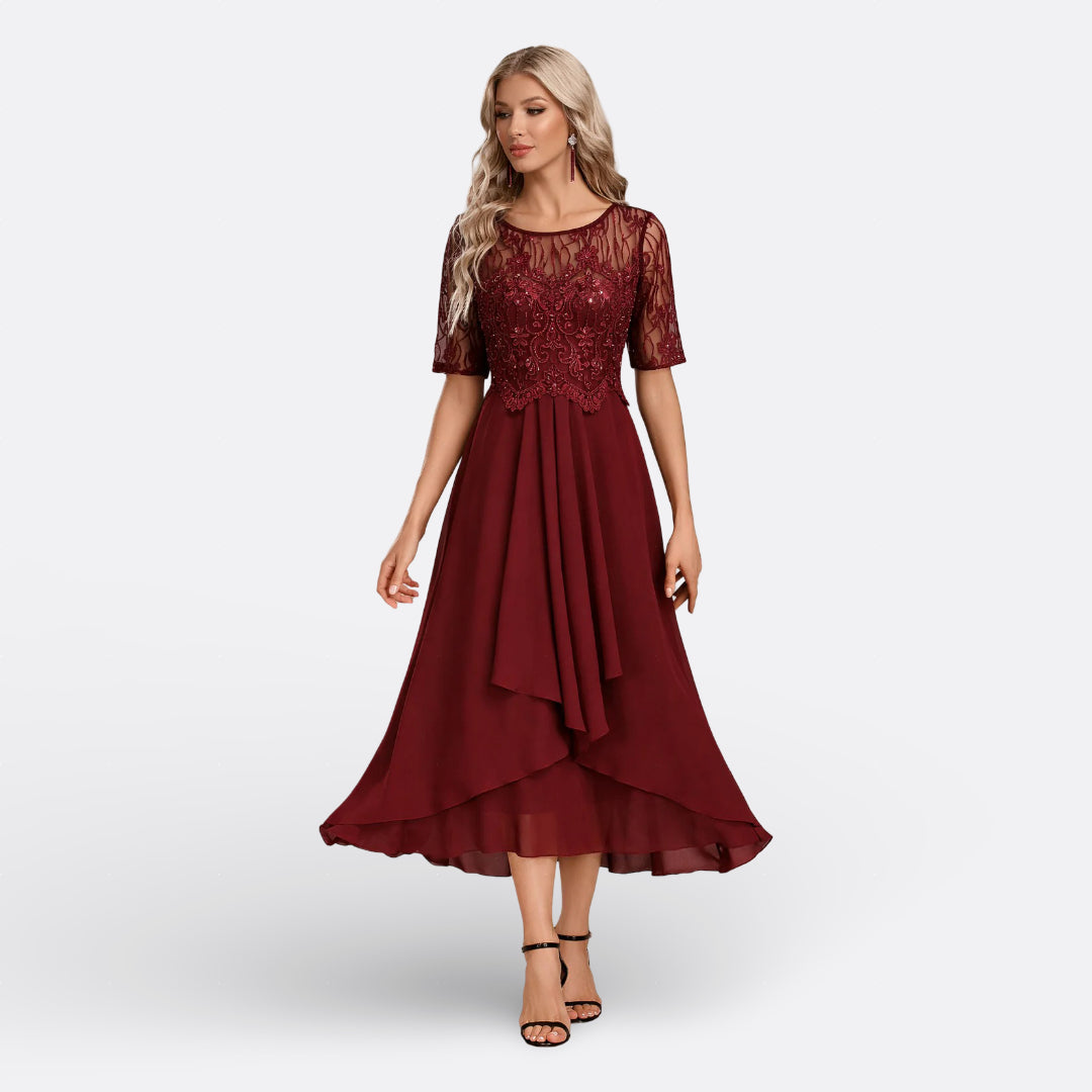 Victoria | Elegant Lace Midi Dress