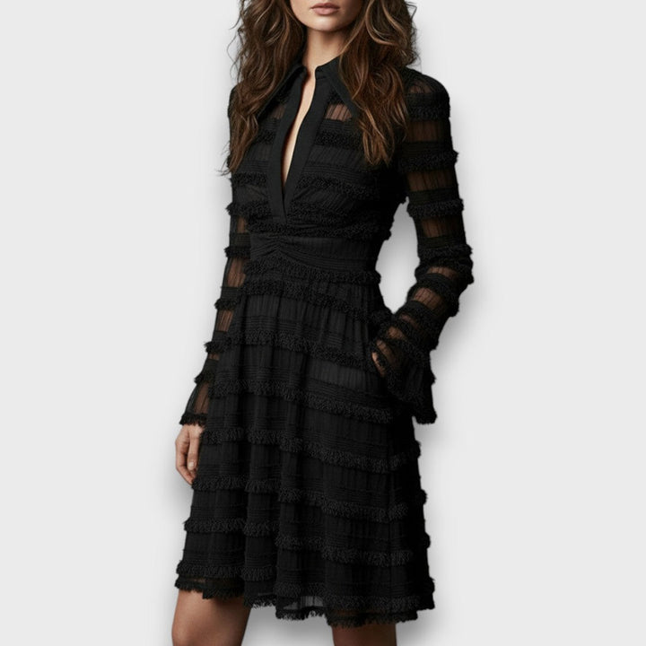 Parisa – Midi Dress with Sheer Fringes