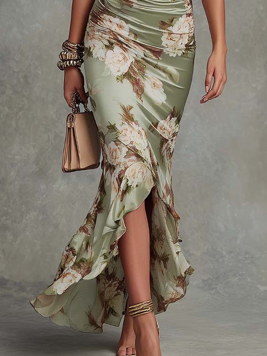 Seraphina | Floral Satin Maxi Dress