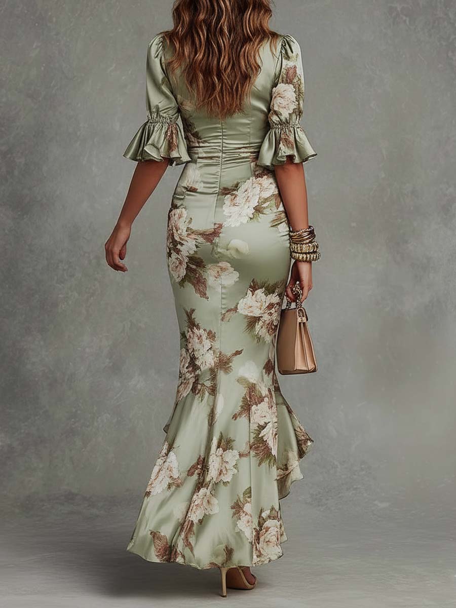 Seraphina | Floral Satin Maxi Dress