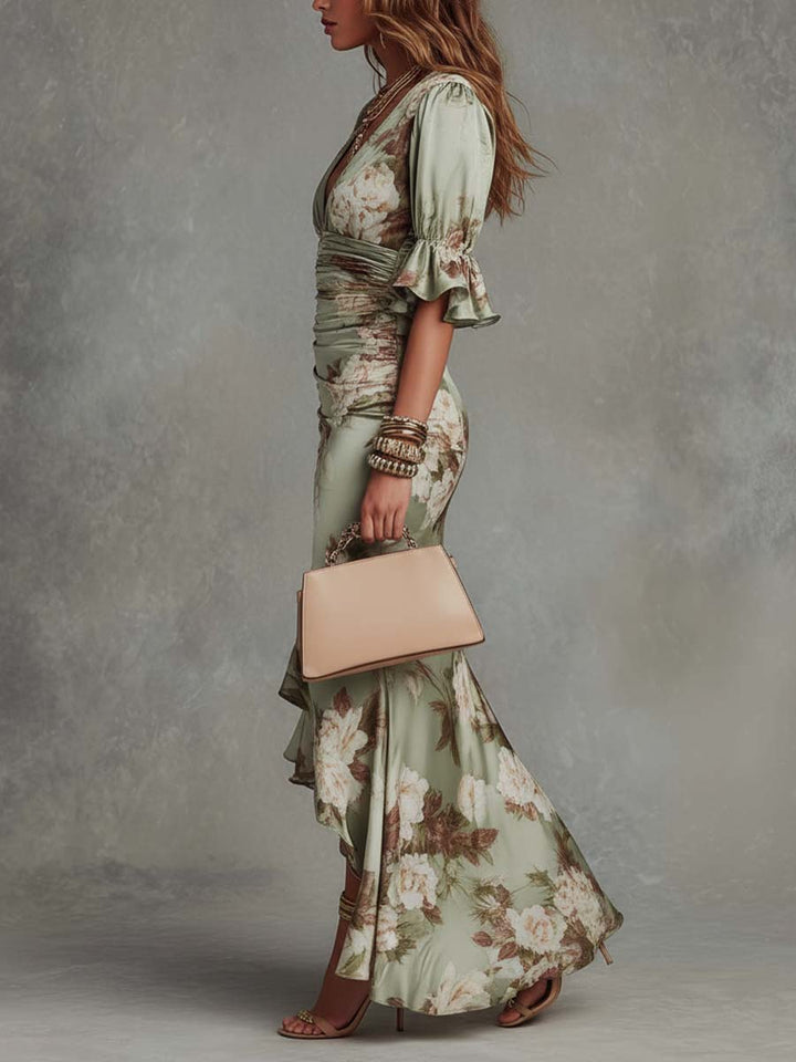 Seraphina | Floral Satin Maxi Dress