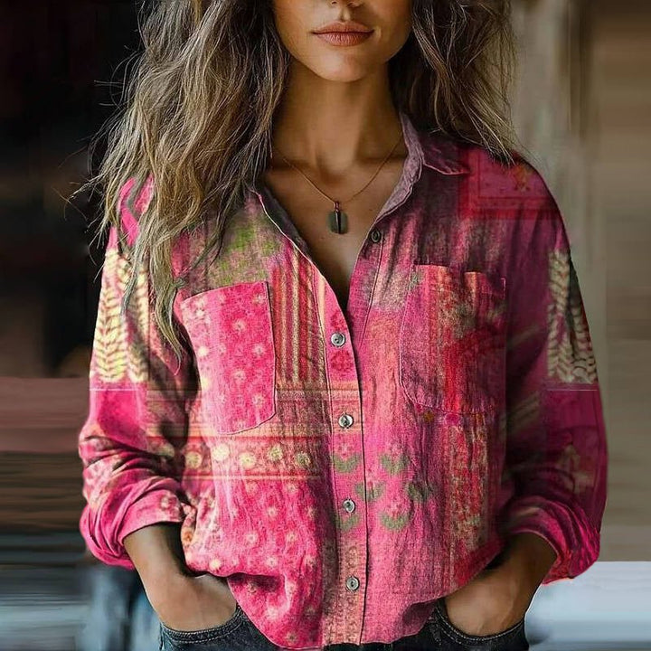 Retro Floral Print Blouse