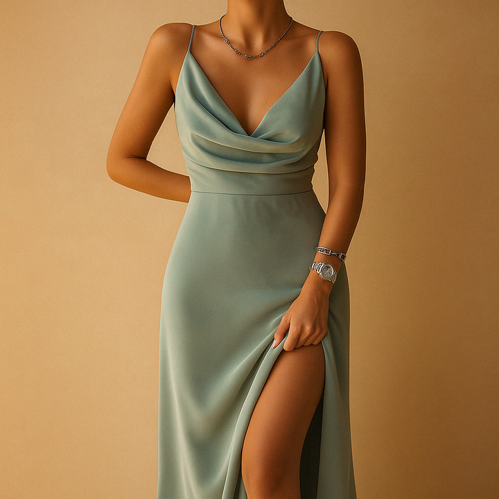 The Yara Sculpted V-Neck Maxi Dress