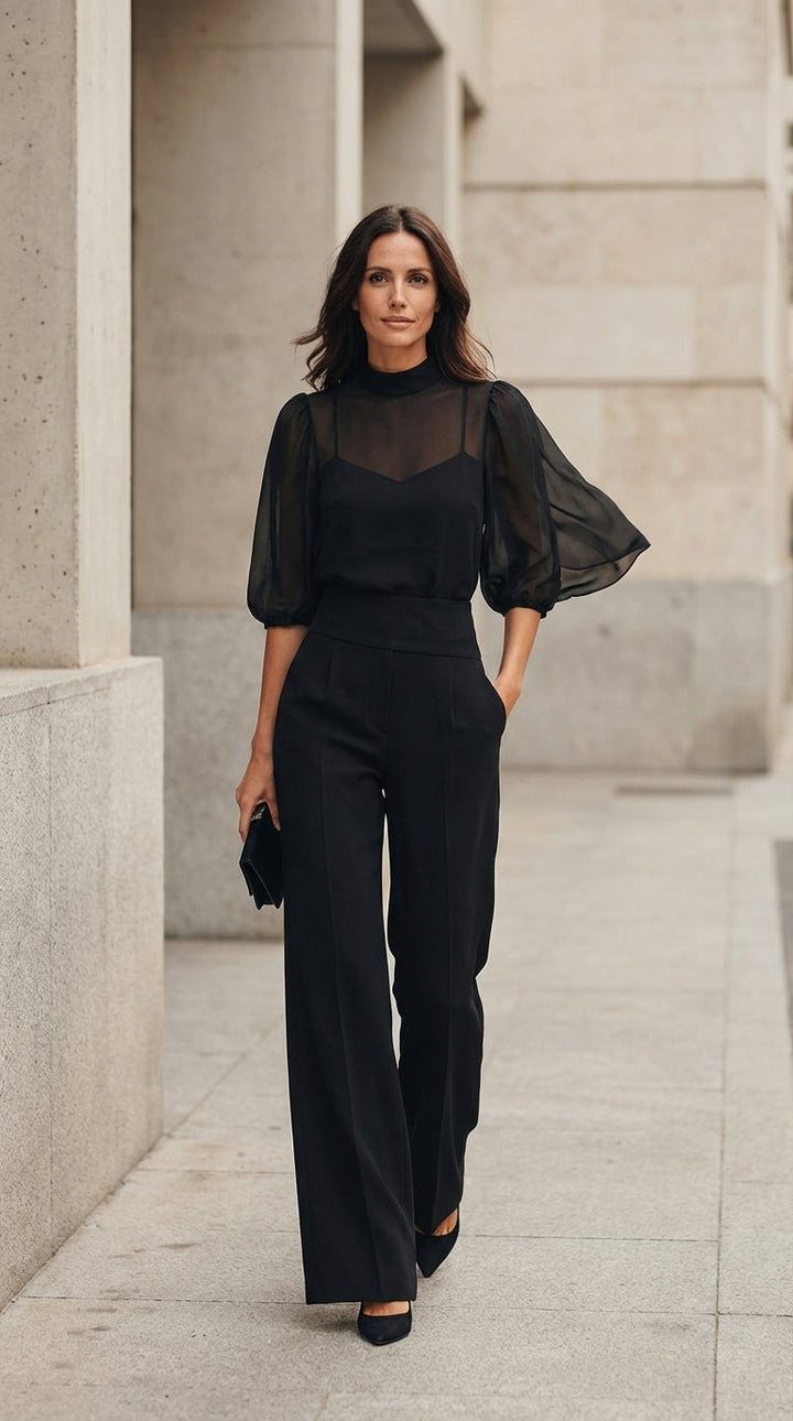 Valerie | Elegant Sheer Sleeve Jumpsuit