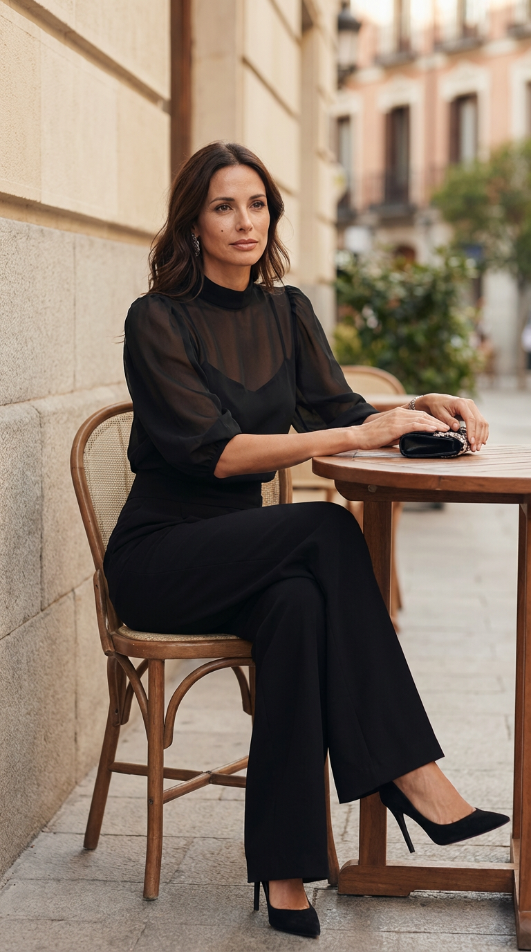 Valerie | Elegant Sheer Sleeve Jumpsuit