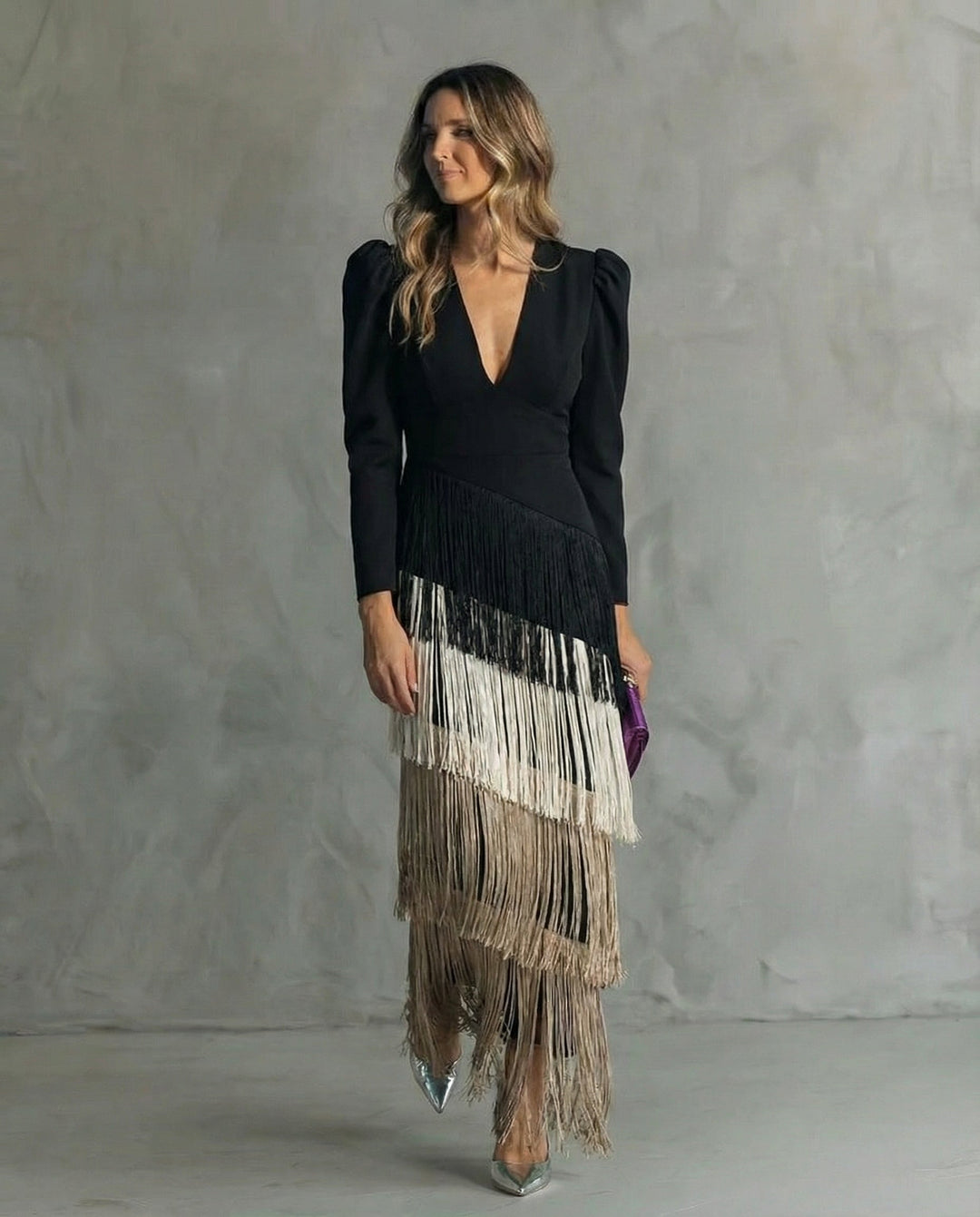 Evelyn Flow Fringe Midi Dress