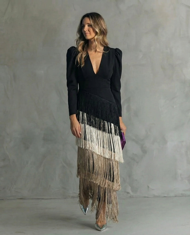 Evelyn Flow Fringe Midi Dress