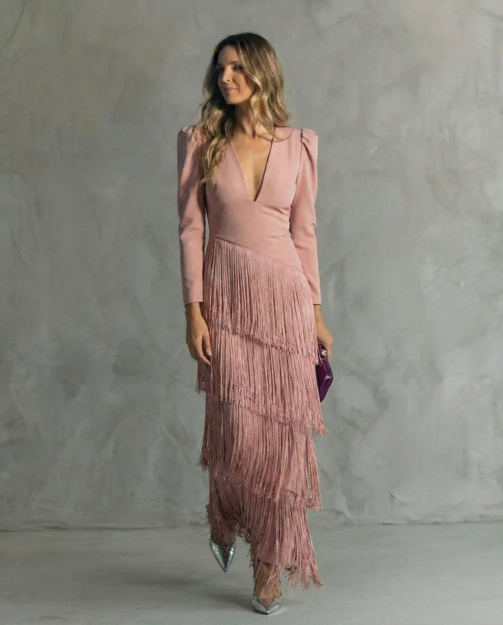 Evelyn Flow Fringe Midi Dress